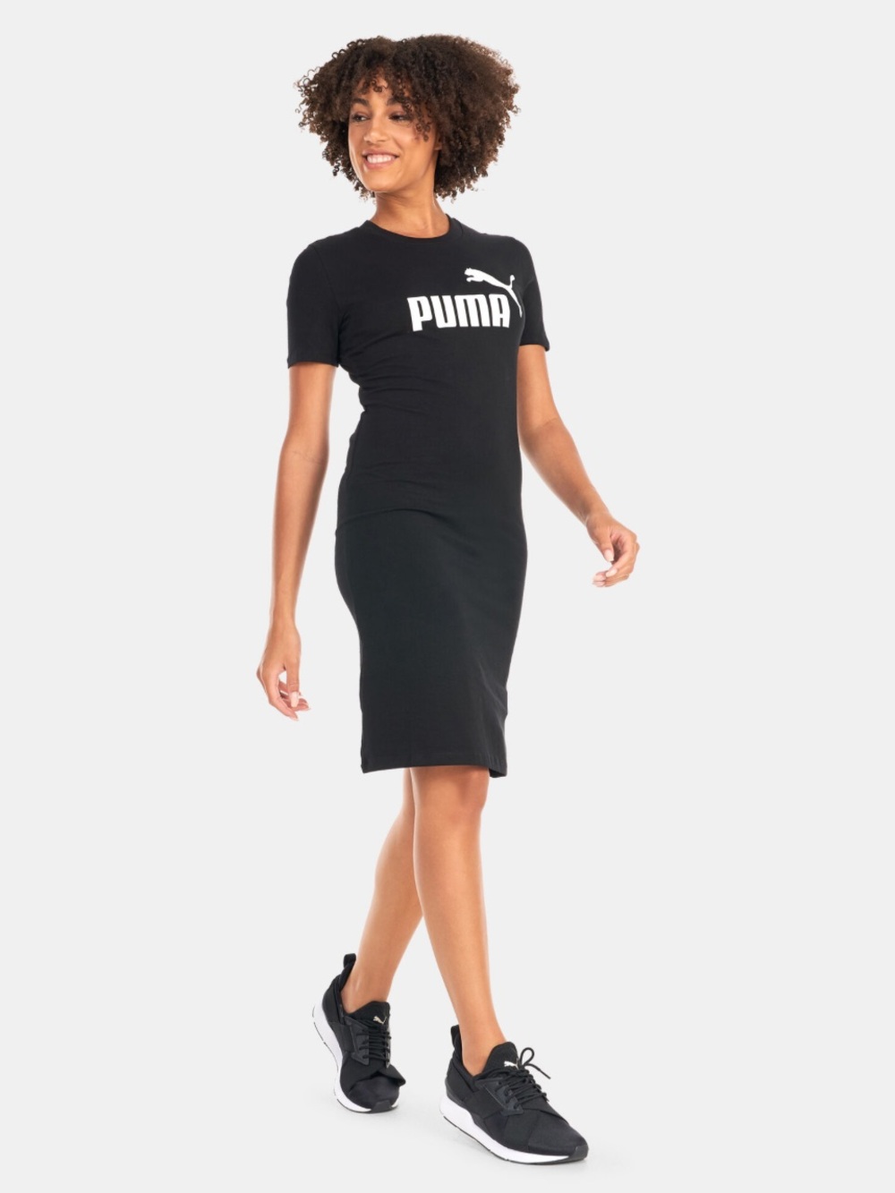 Puma Women's Essentials Slim Graphic T-Shirt Dress Black XS Streetwear